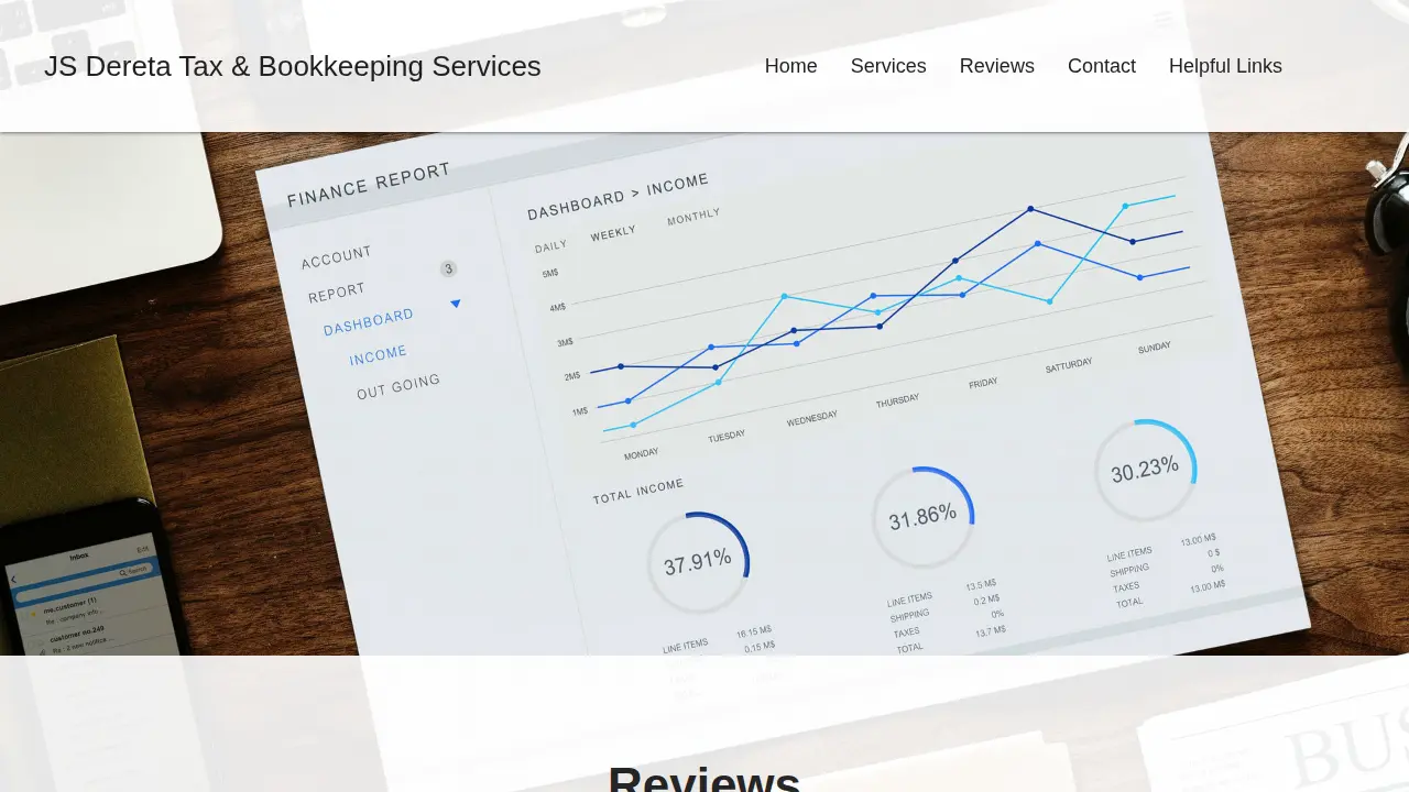 JS Dereta Tax & Bookkeeping Services page