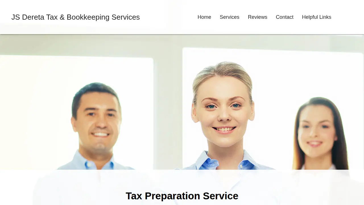 JS Dereta Tax & Bookkeeping Services page