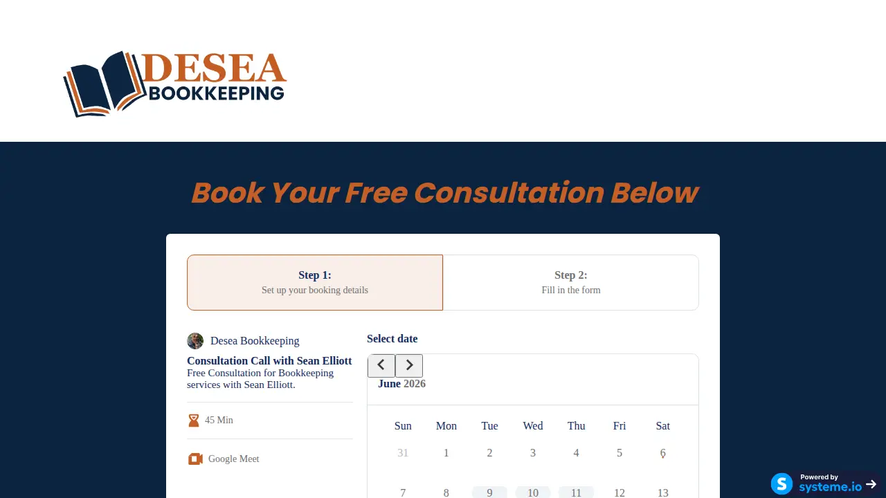 Desea Bookkeeping page
