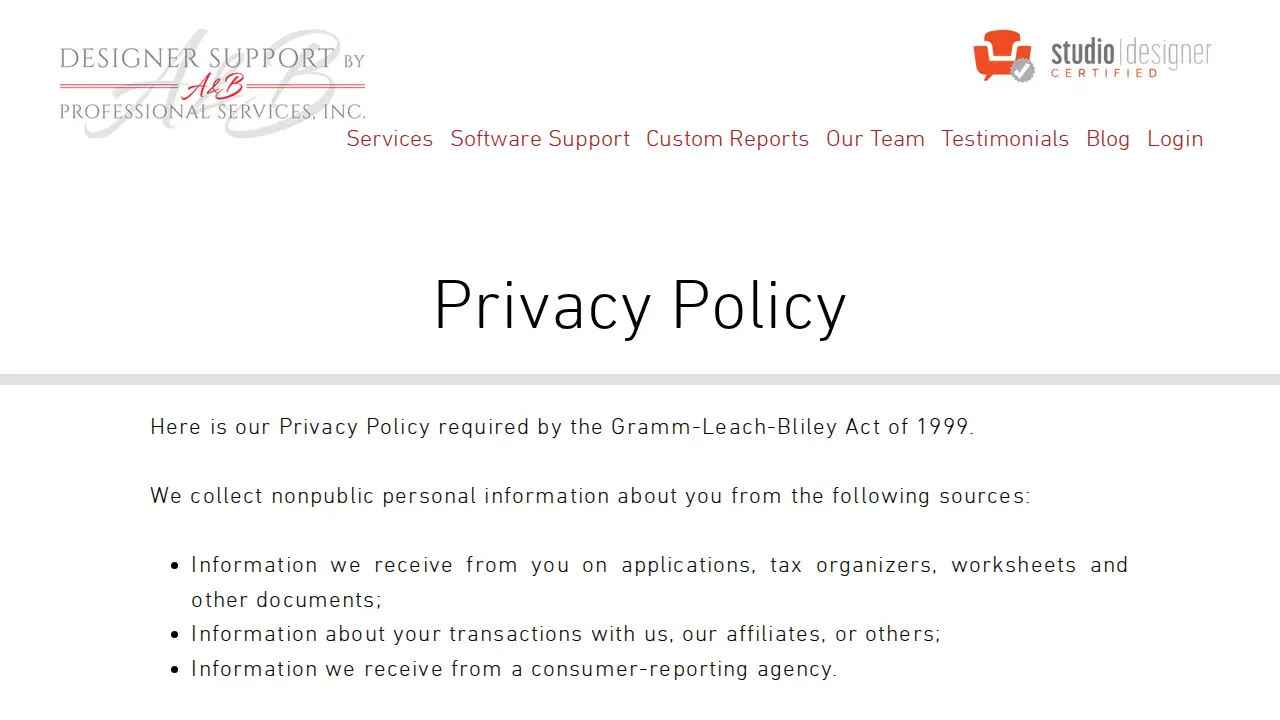 Designer Support page
