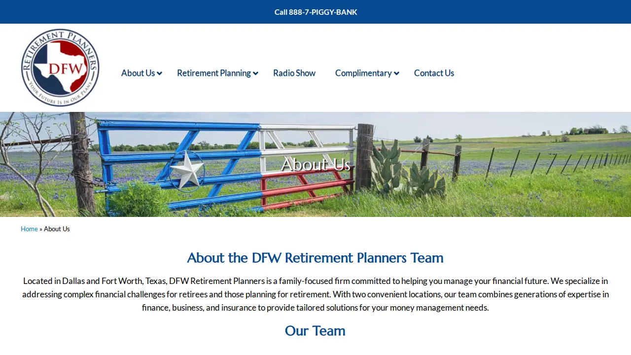 DFW Retirement Planners page