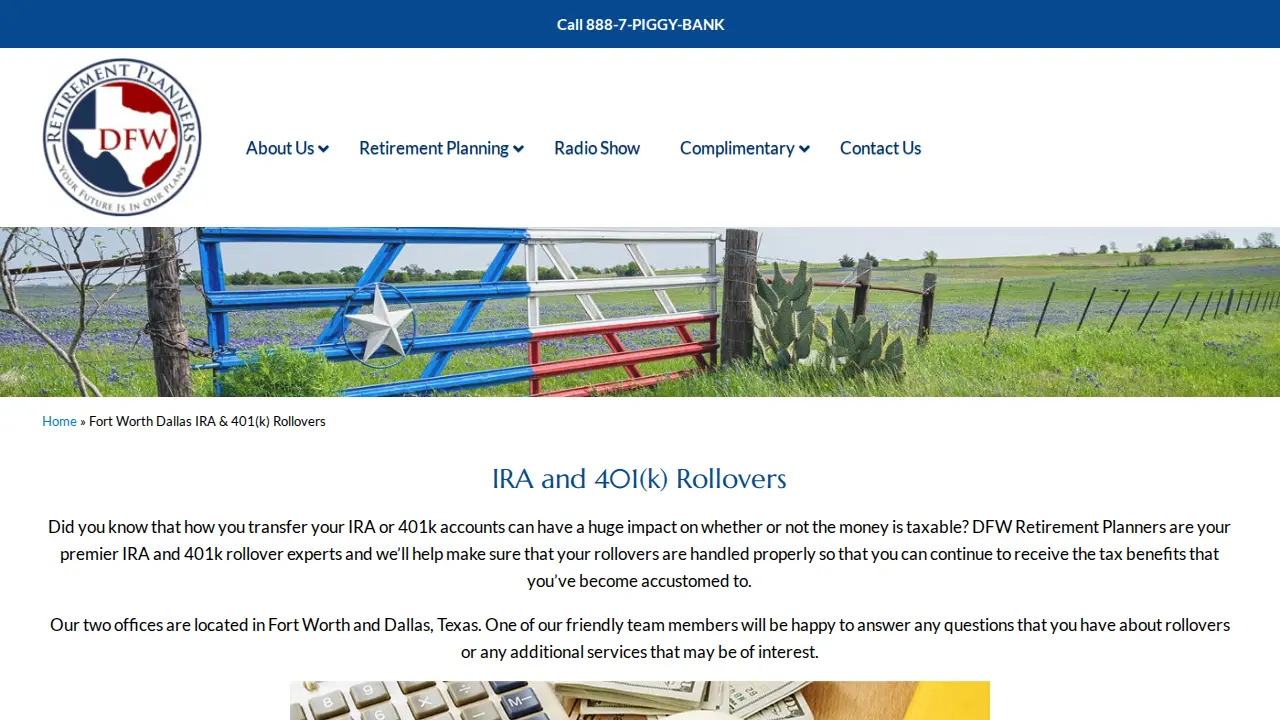 DFW Retirement Planners page