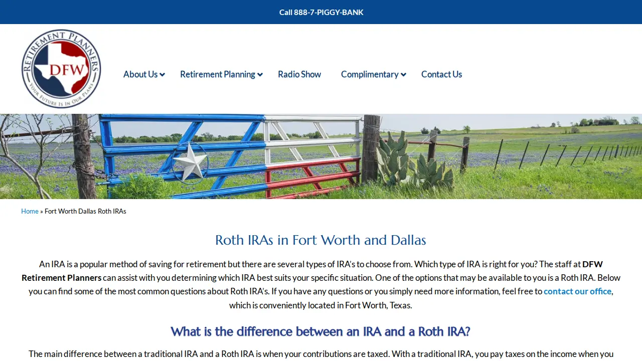 DFW Retirement Planners page