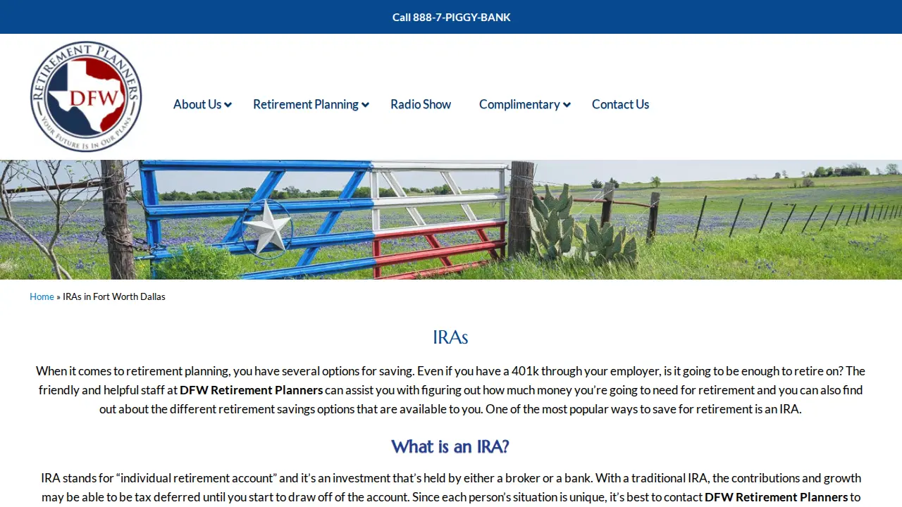 DFW Retirement Planners page
