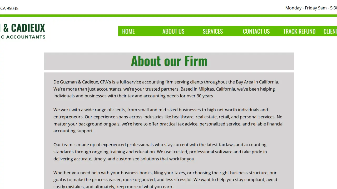 De Guzman & Cadieux CPA's page