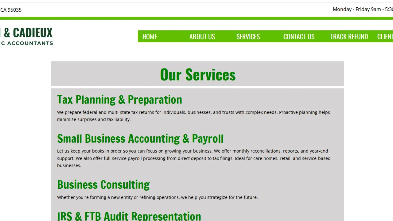De Guzman & Cadieux CPA's page