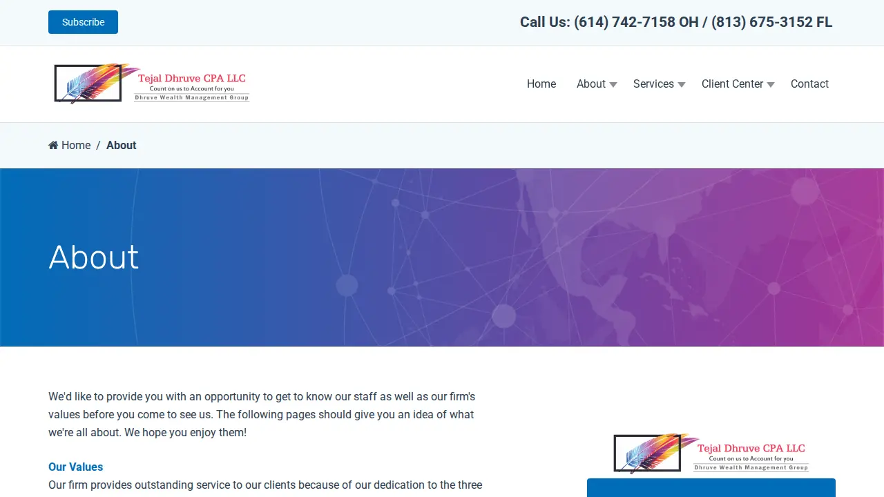 Tejal Dhruve CPA page