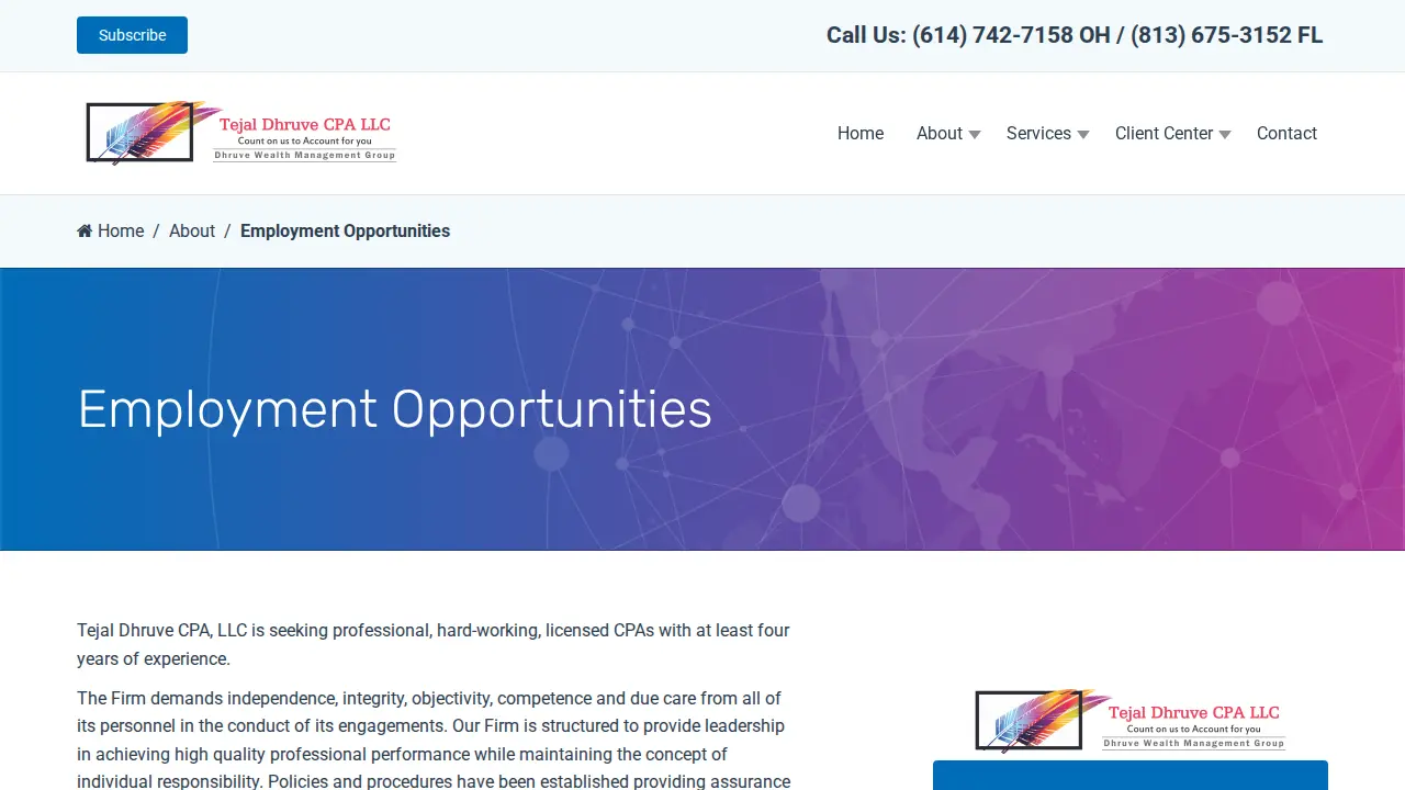 Tejal Dhruve CPA page