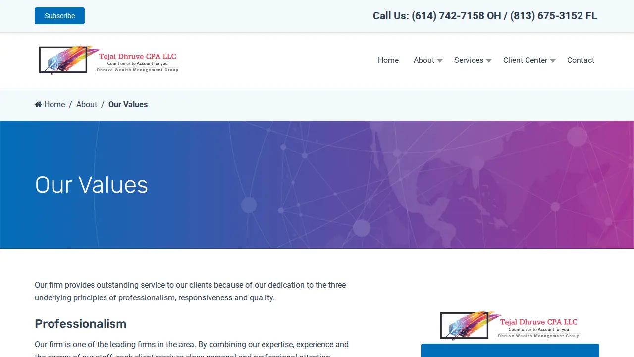 Tejal Dhruve CPA page