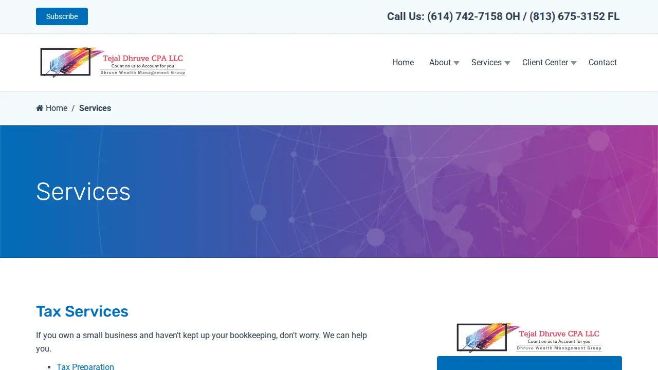 Tejal Dhruve CPA page