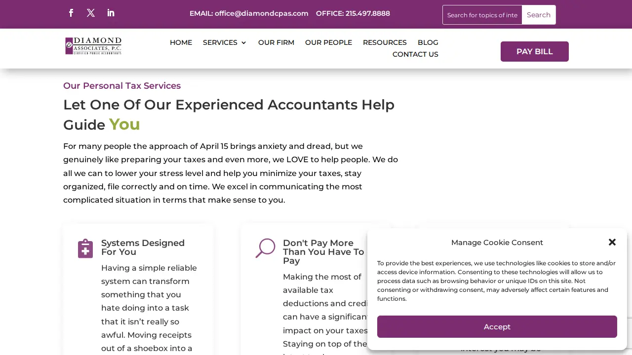 Diamond & Associates PC CPAs page
