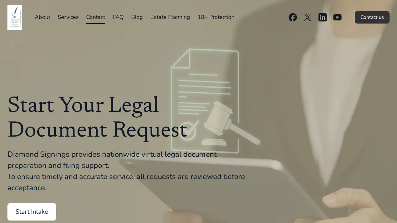Diamond Signings - Paralegal Services page