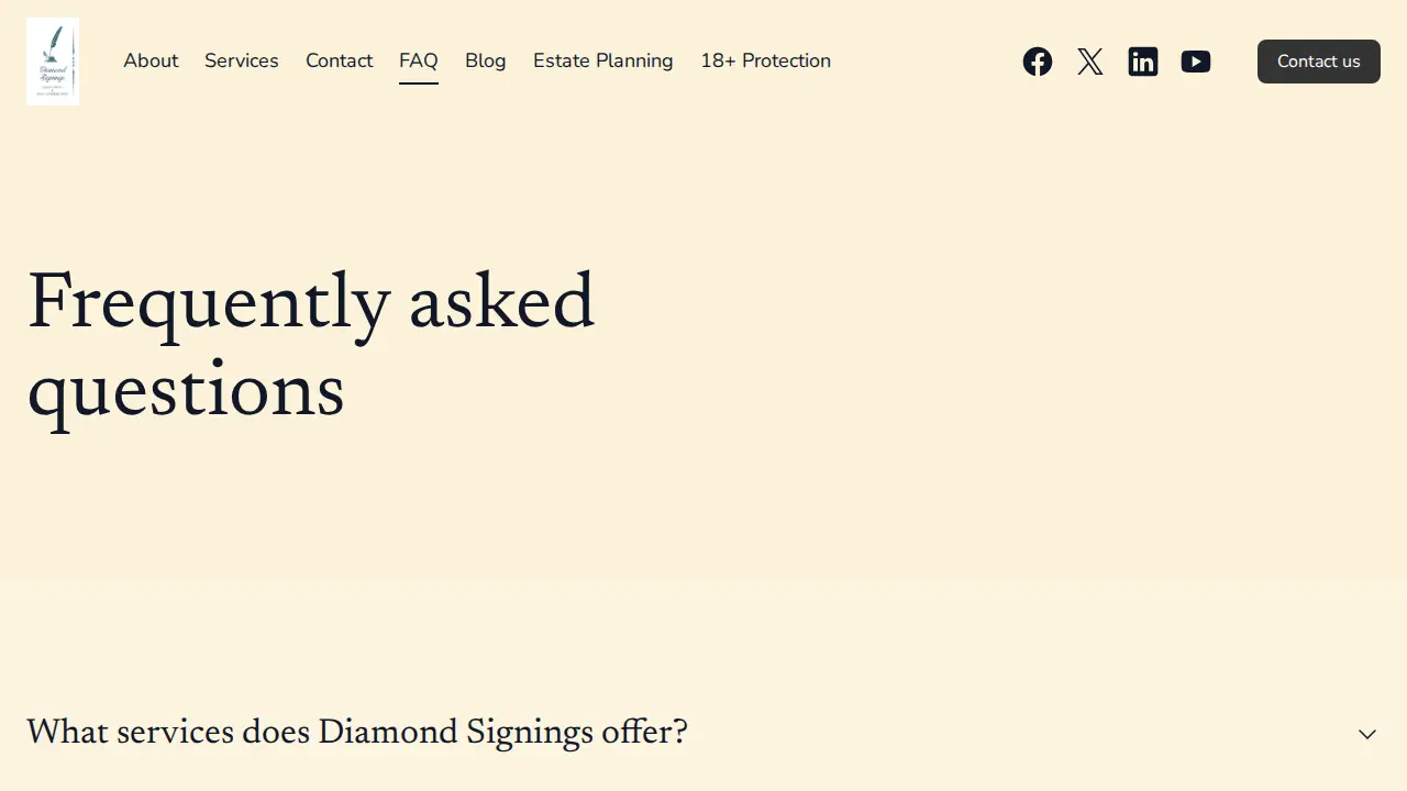 Diamond Signings - Paralegal Services page