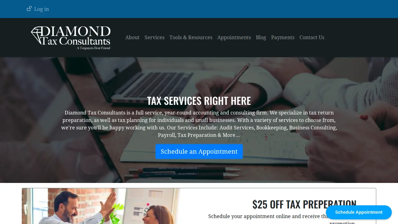 Diamond Tax Consultants page