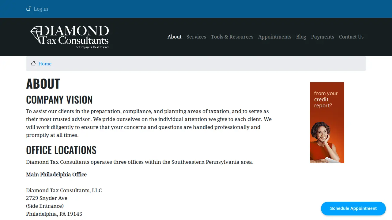 Diamond Tax Consultants page