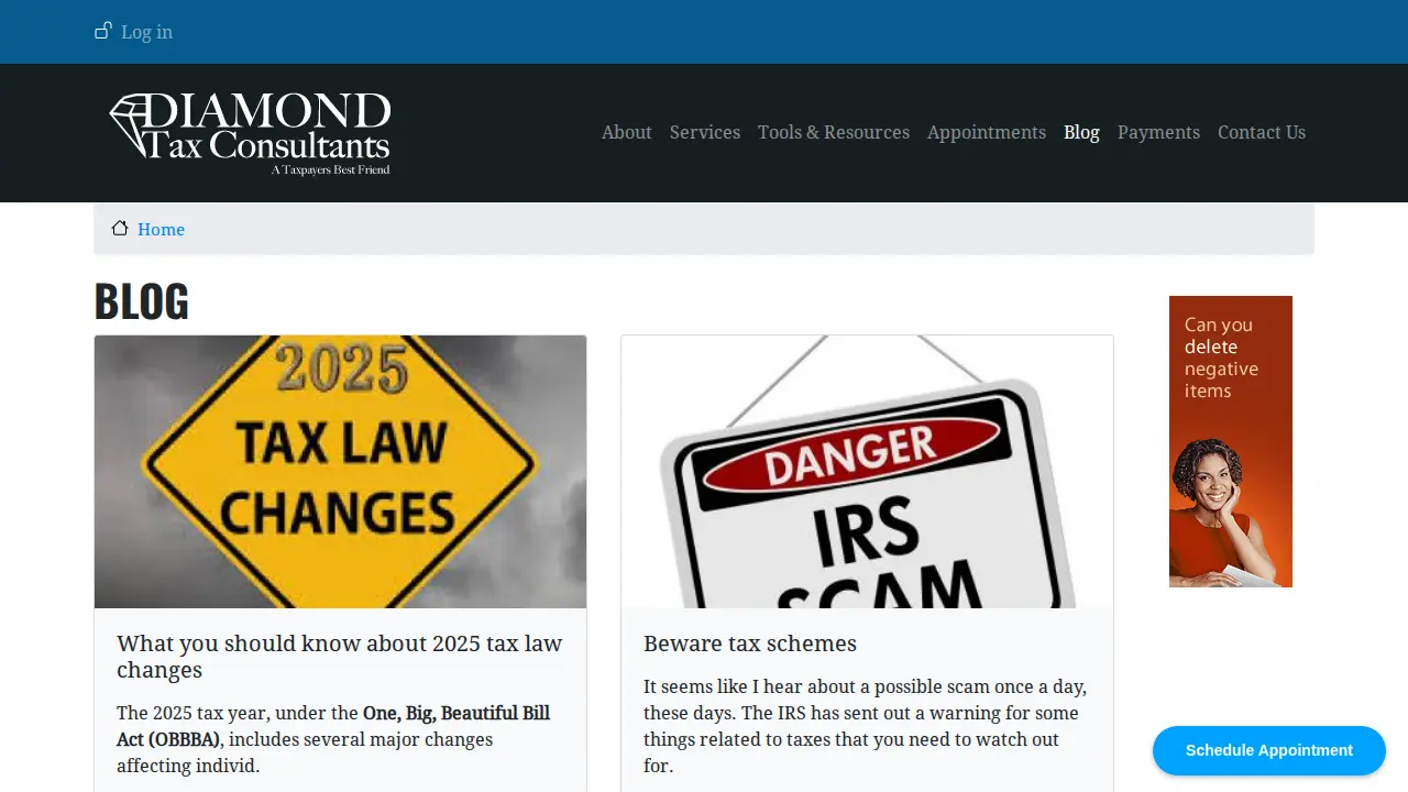 Diamond Tax Consultants page