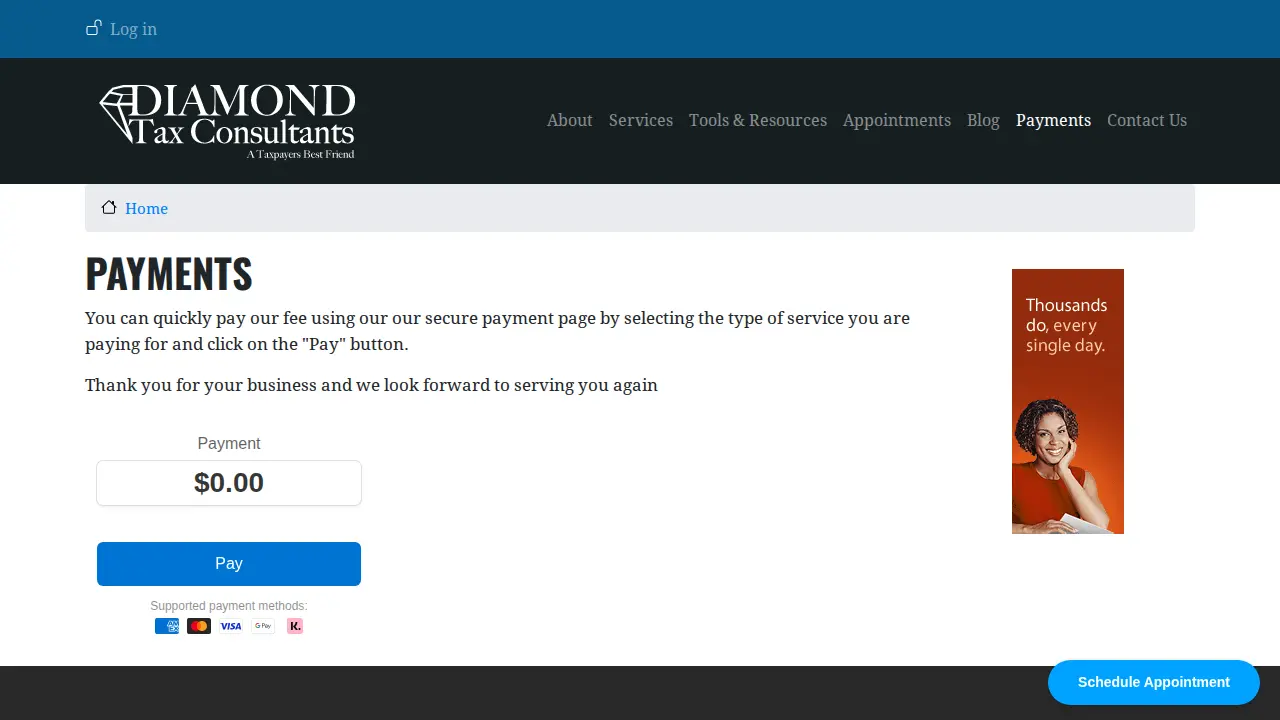 Diamond Tax Consultants page