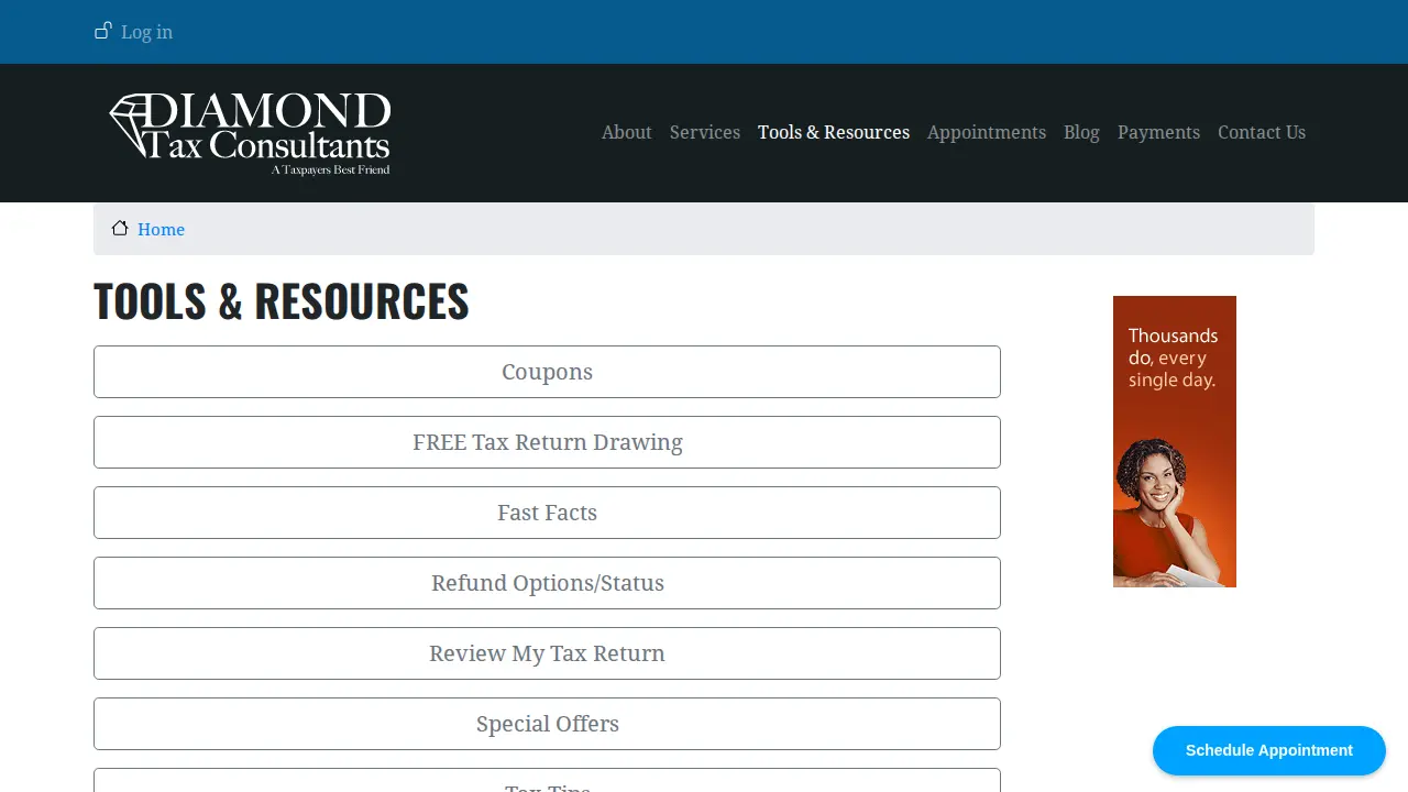 Diamond Tax Consultants page