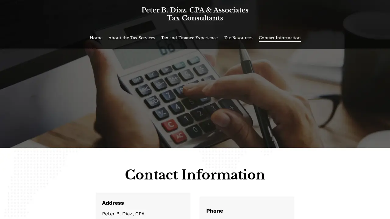 Peter B. Diaz, CPA & Associates - Tax Consulting, Tax Preparation & Financial Planning page