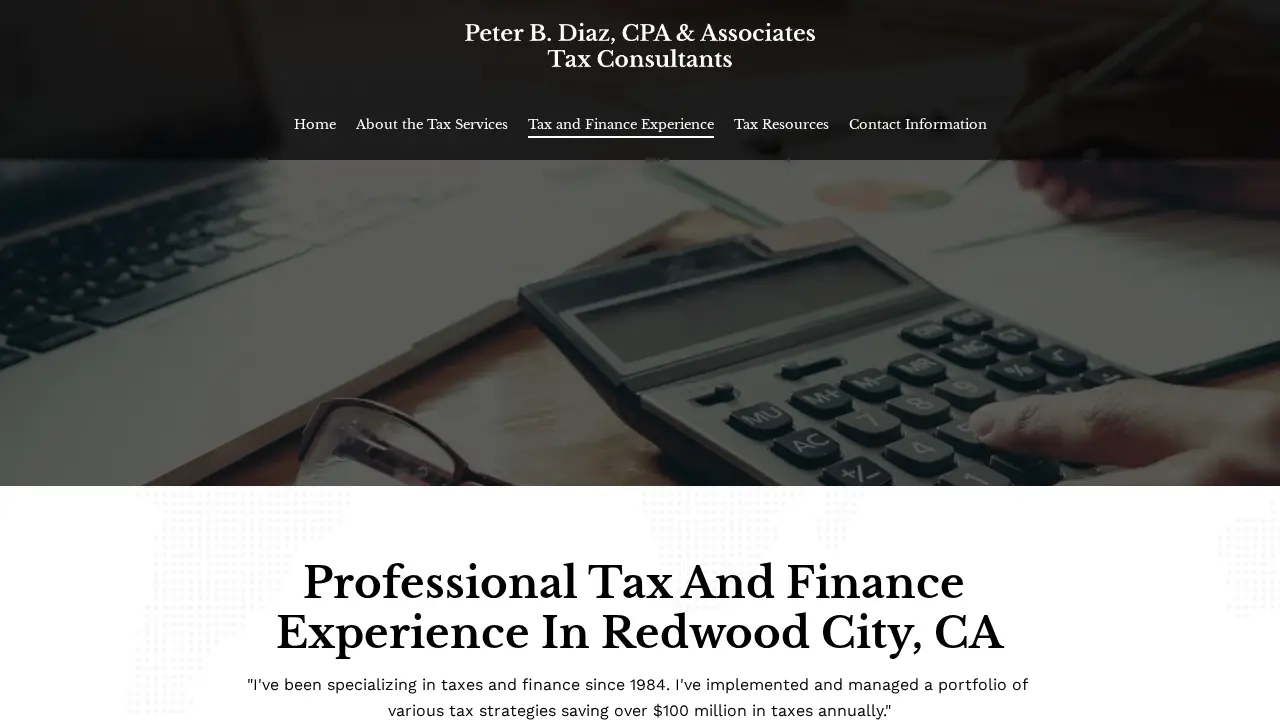 Peter B. Diaz, CPA & Associates - Tax Consulting, Tax Preparation & Financial Planning page