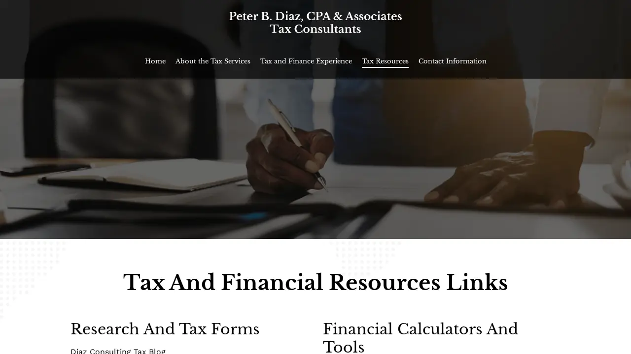Peter B. Diaz, CPA & Associates - Tax Consulting, Tax Preparation & Financial Planning page