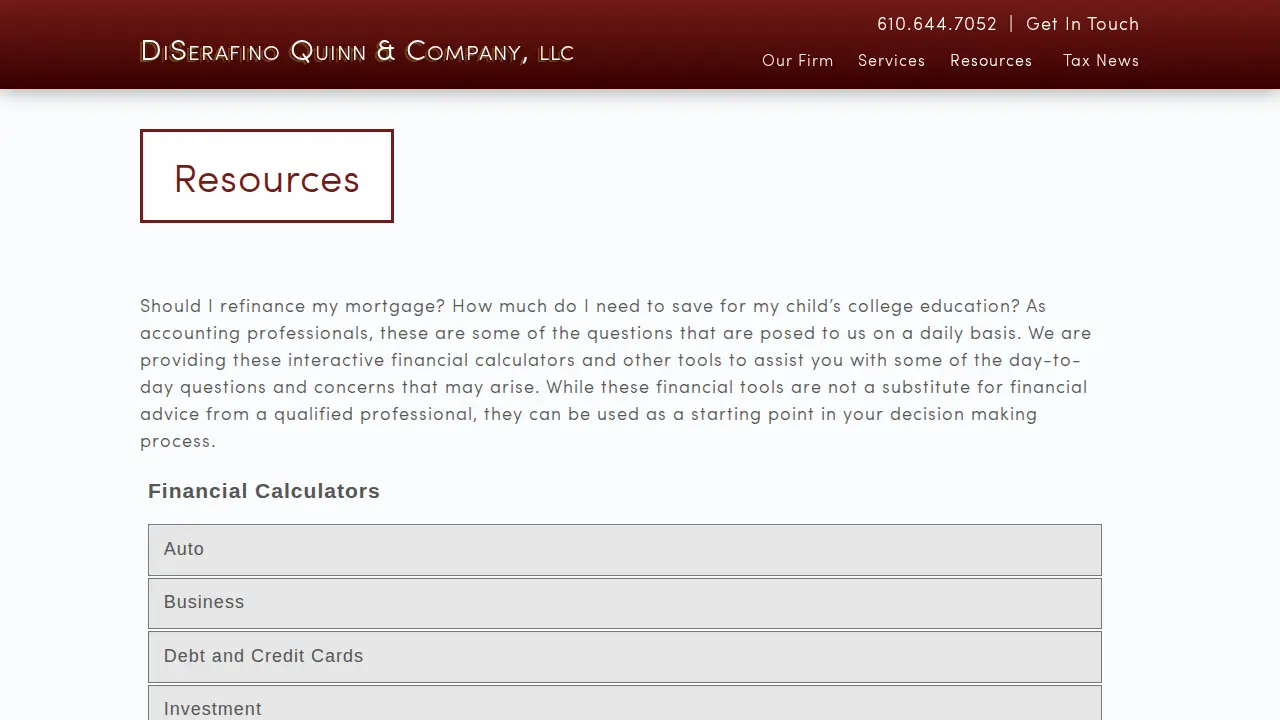 Di Serafino Quinn & Co page