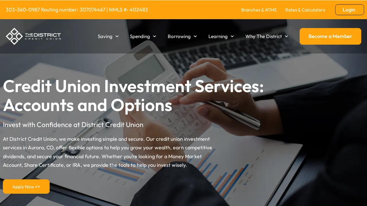 The District Credit Union page