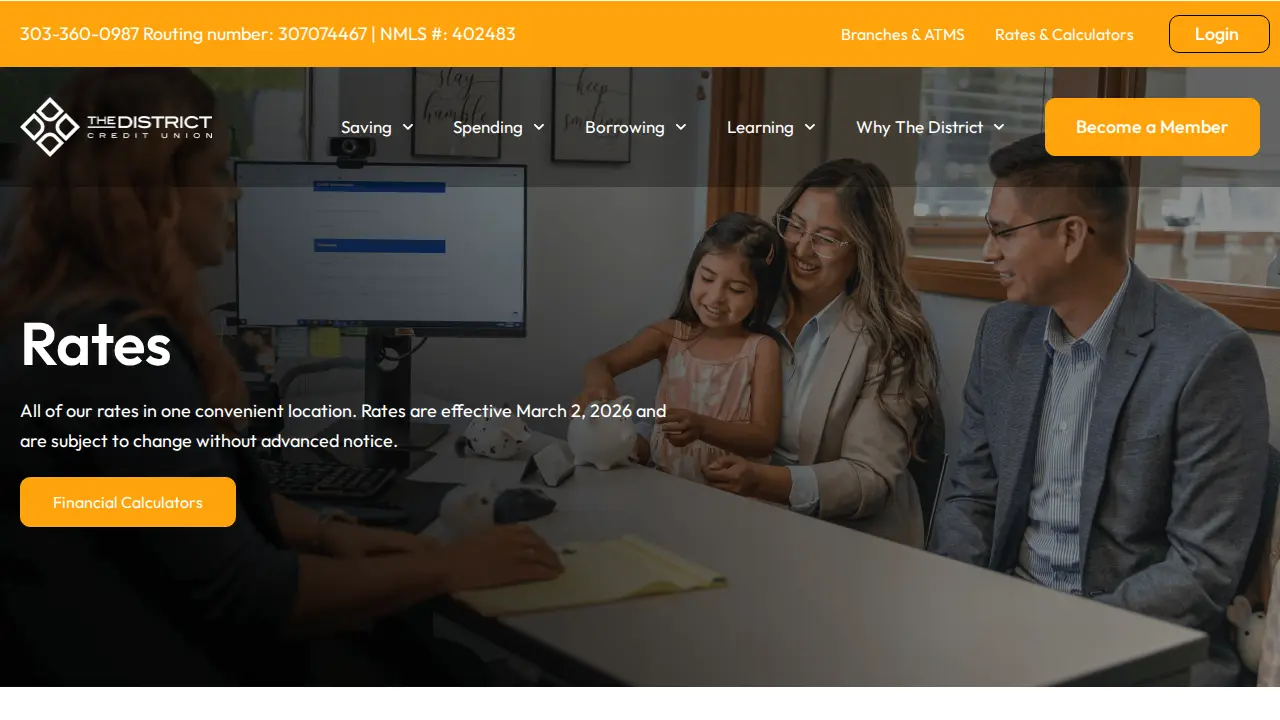 The District Credit Union page