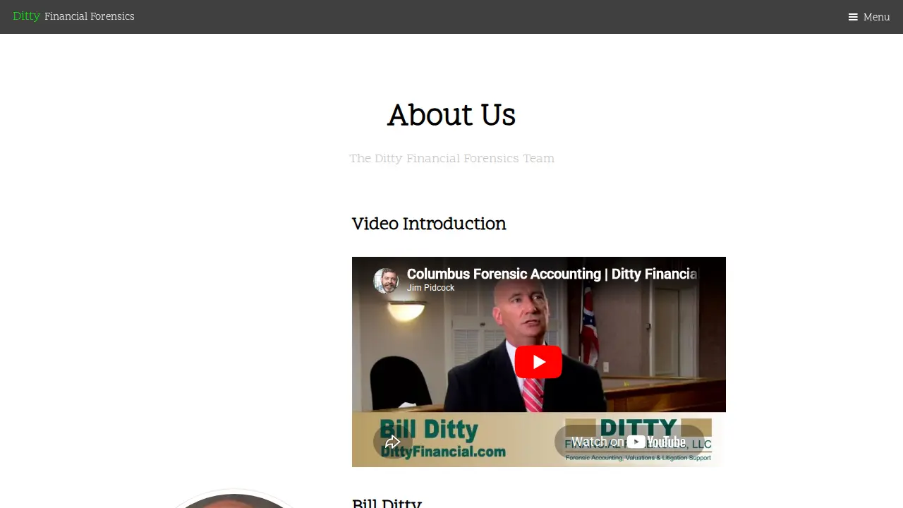 Ditty Financial Forensics page