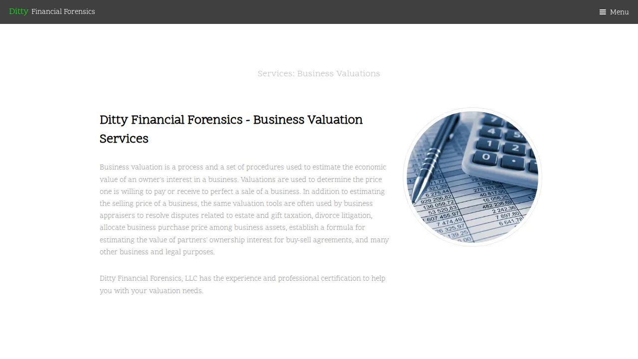 Ditty Financial Forensics page
