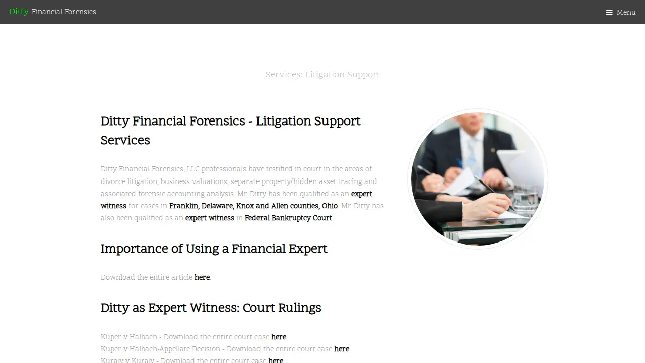 Ditty Financial Forensics page