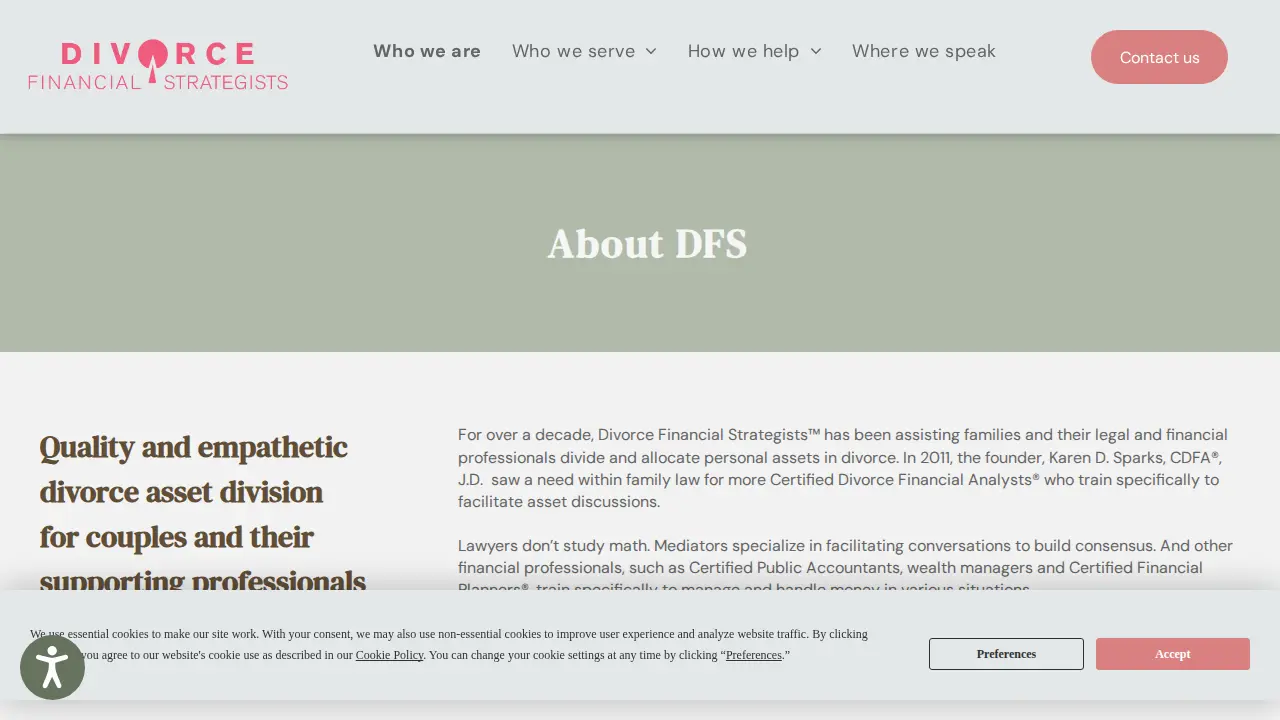 Divorce Financial Strategists page
