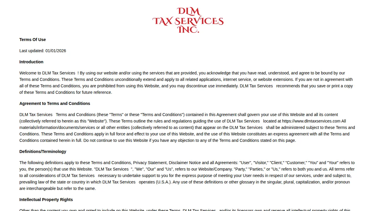 DLM Tax Services page
