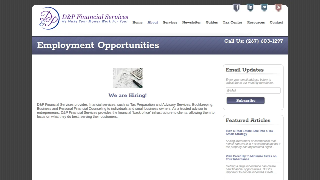 D&P Financial Services page
