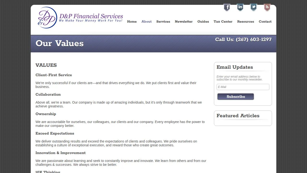D&P Financial Services page