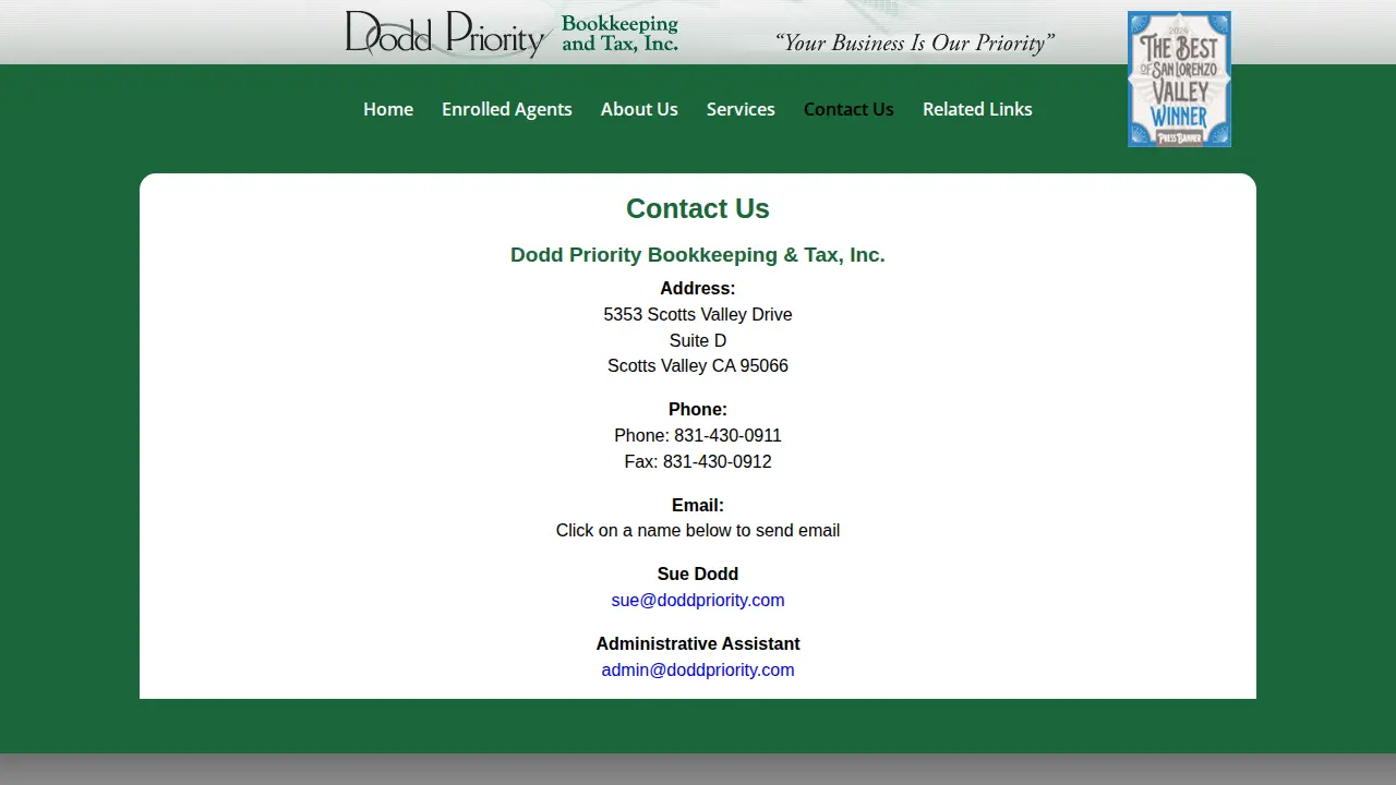 Dodd Priority Bookkeeping page