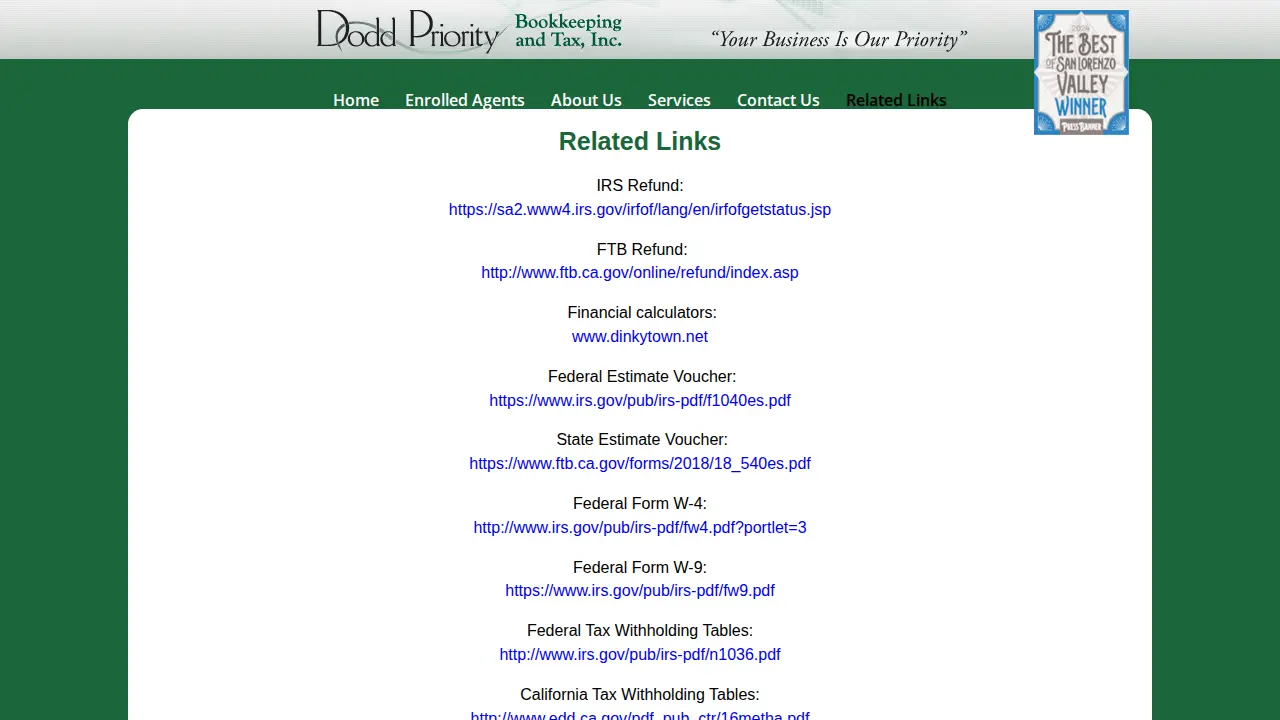 Dodd Priority Bookkeeping page