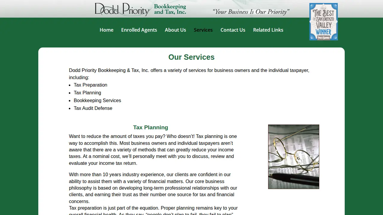 Dodd Priority Bookkeeping page