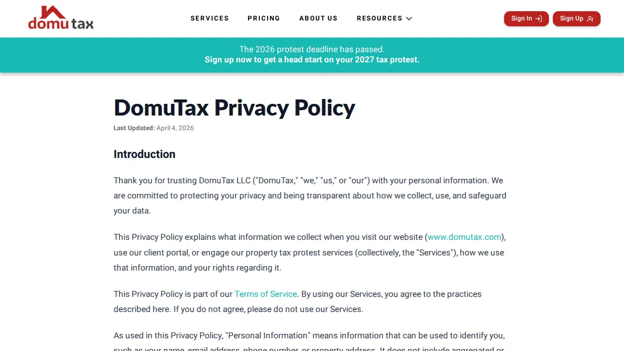 DomuTax page