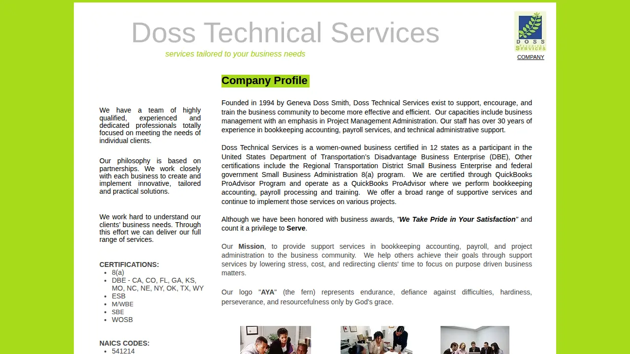 Doss Technical Services page