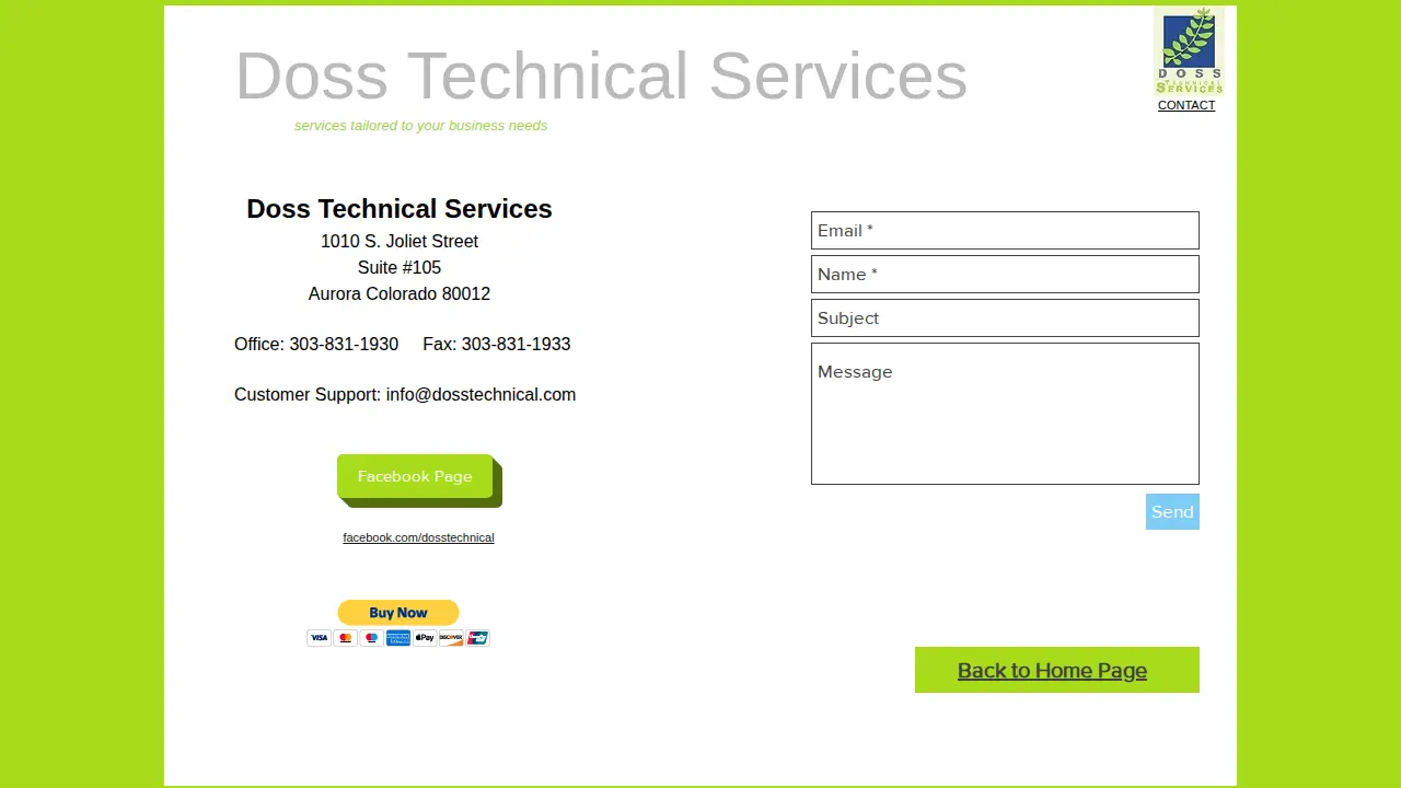 Doss Technical Services page