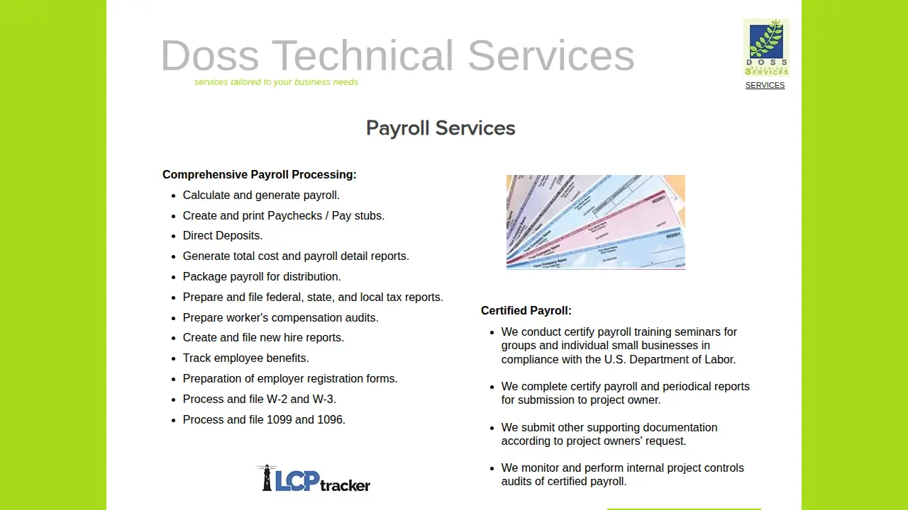 Doss Technical Services page