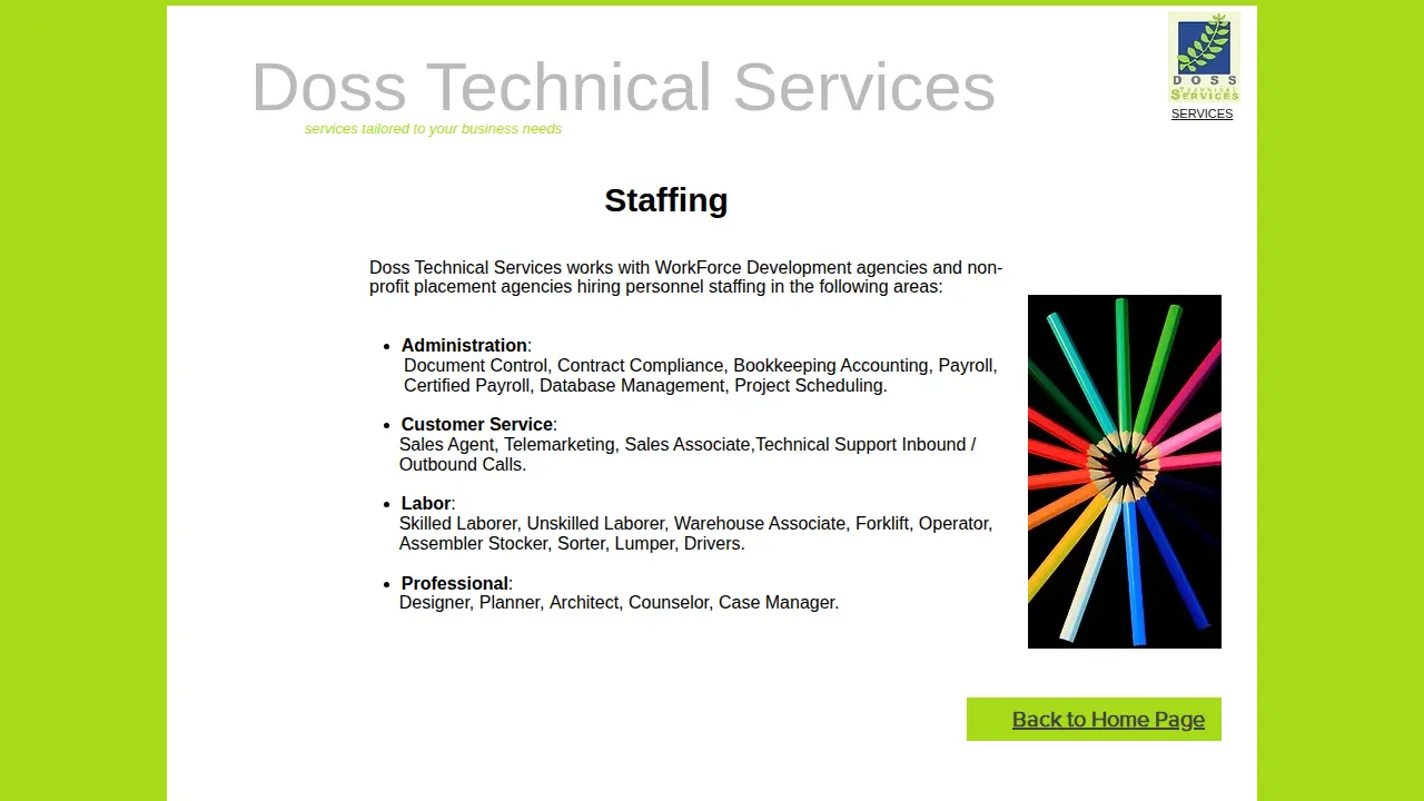 Doss Technical Services page