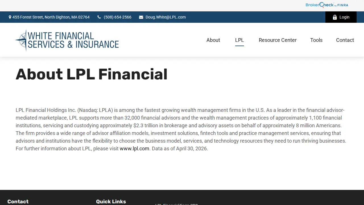 White Financial Services & Insurance page