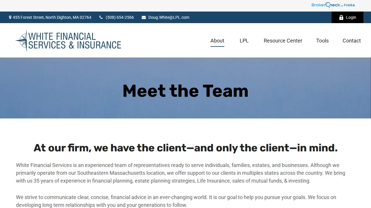 White Financial Services & Insurance page