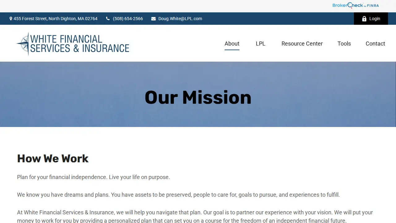 White Financial Services & Insurance page