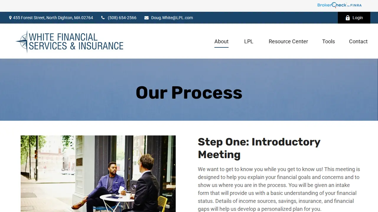 White Financial Services & Insurance page
