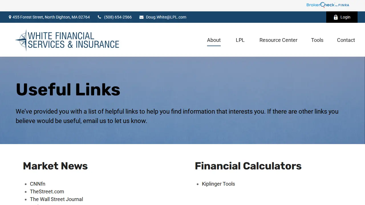White Financial Services & Insurance page