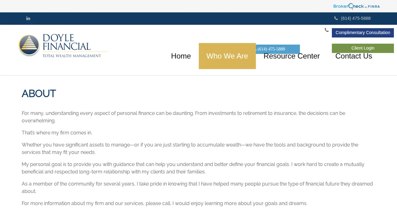 Doyle Financial Services page