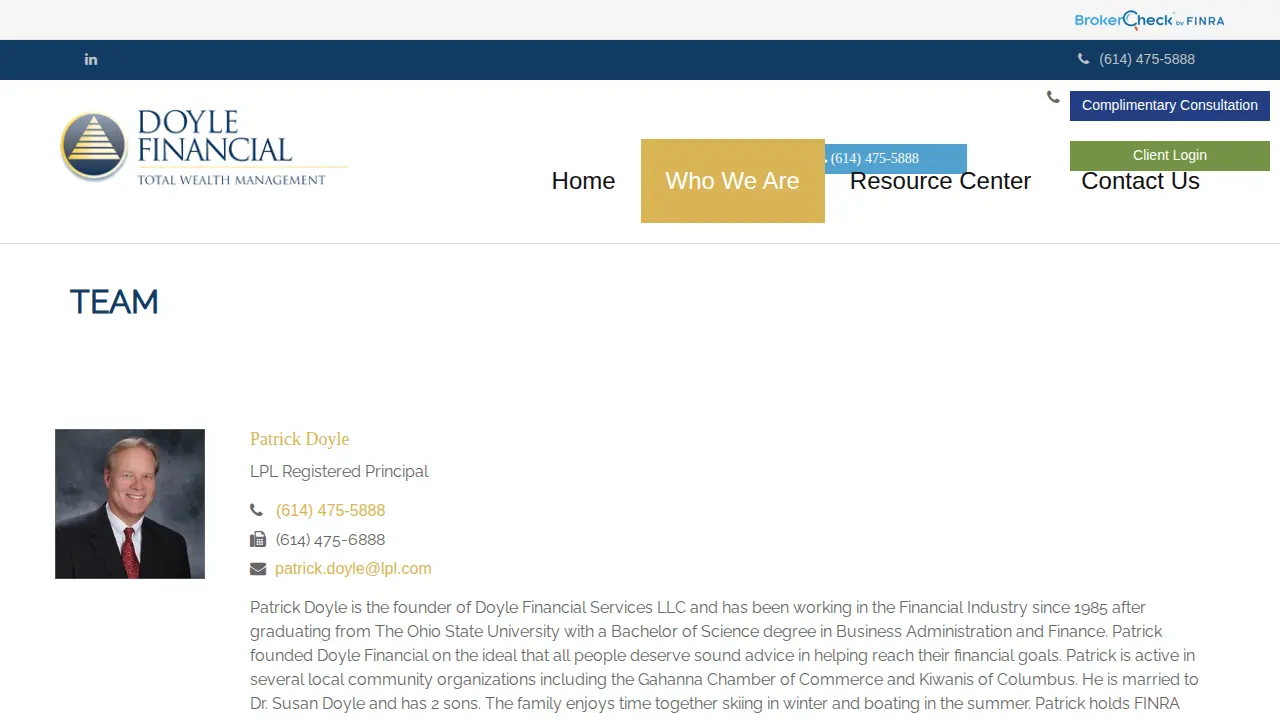 Doyle Financial Services page